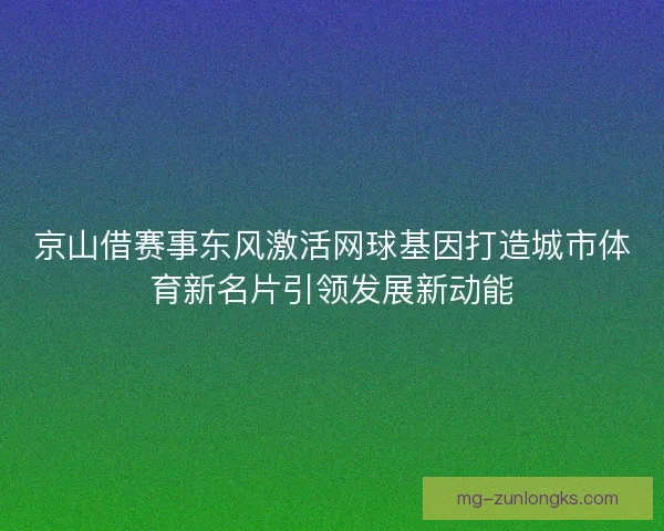 京山借赛事东风激活网球基因打造城市体育新名片引领发展新动能